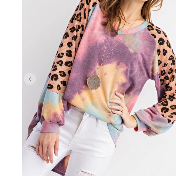 LAST 1 - NWT Boutique Hi-Lo tie dye cheetah waffle - Picture 4 of 6